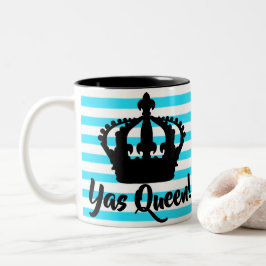 Caneca De Café Em Dois Tons Yas Rainha!  Taça Listrada Coroa