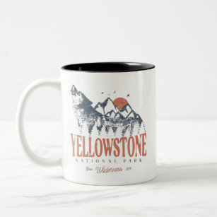 Caneca De Café Em Dois Tons Yellowstone National Park Wolf Mounates Vintage