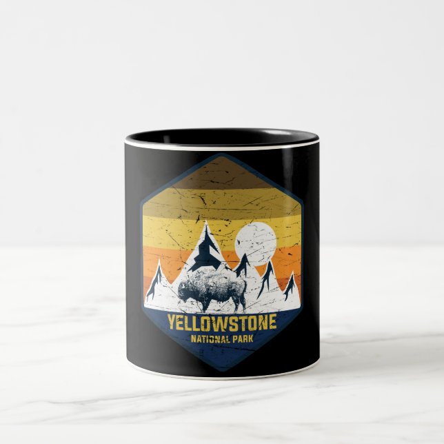 Caneca De Café Em Dois Tons Yellowstone National Park Wyoming Camping E (Centro)