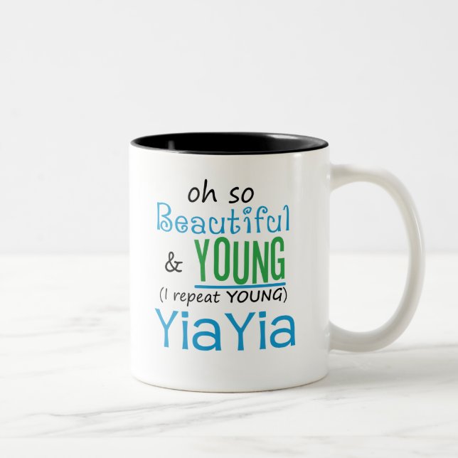 Caneca De Café Em Dois Tons YiaYia bonito e novo (Direita)