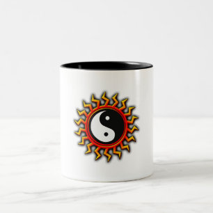 Caneca De Café Em Dois Tons Yin Yang Balanced Sun