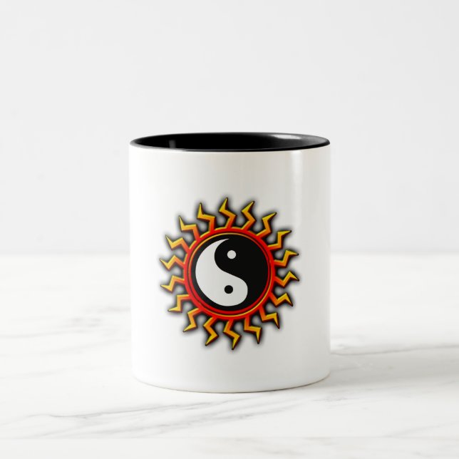 Caneca De Café Em Dois Tons Yin Yang Balanced Sun (Centro)