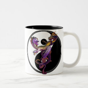 Caneca De Café Em Dois Tons Yin Yang e os Dragões Dançam do Amor