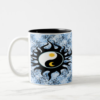 Caneca De Café Em Dois Tons Yin Yang Sun & lua