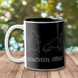 Caneca De Café Em Dois Tons Yoga Cat Lover Vibes Pawsitive