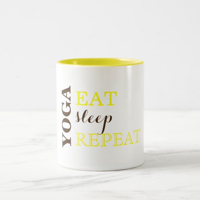 Caneca De Café Em Dois Tons Yoga, Coma, Dorme, Repita (Centro)