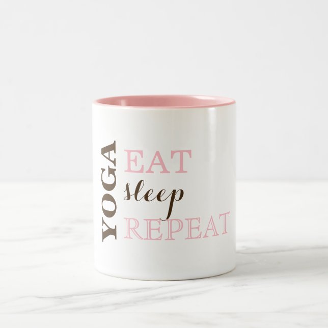 Caneca De Café Em Dois Tons Yoga, Coma, Dorme, Repita (Centro)