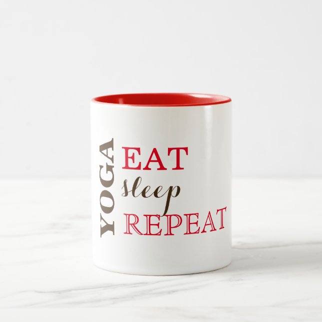 Caneca De Café Em Dois Tons Yoga, Coma, Dorme, Repita (Centro)