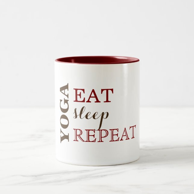 Caneca De Café Em Dois Tons Yoga, Coma, Dorme, Repita (Centro)