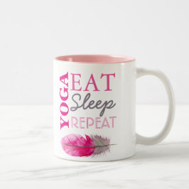 Caneca De Café Em Dois Tons Yoga, Coma, Dorme, Repita A Cãibra De Café,