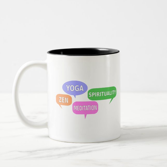 Caneca De Café Em Dois Tons Yoga Espiritualidade Zen Meditação Bolhas de Discu (Esquerda)