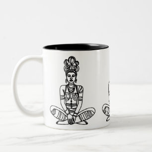 Caneca De Café Em Dois Tons Yoga Goddese Tribal Mug - Café da Meditação Étnica