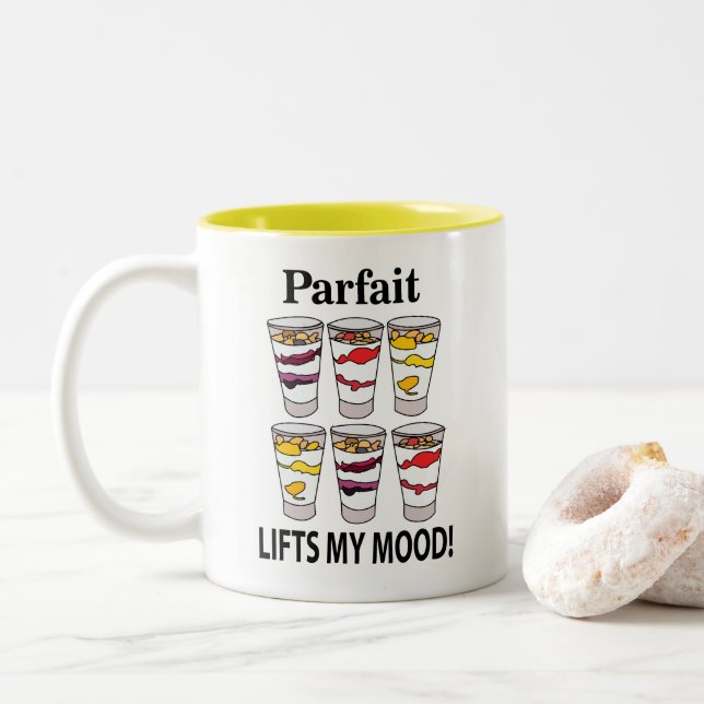 Caneca De Café Em Dois Tons Yogurt Parfait Frio Fruta Doce (Com Donut)