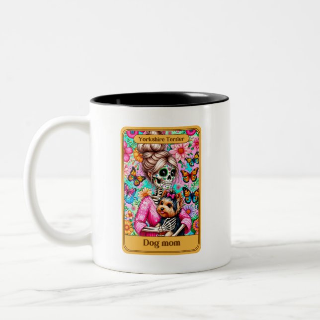 Caneca De Café Em Dois Tons Yorkie Mãe Tarot Card Mug (Esquerda)