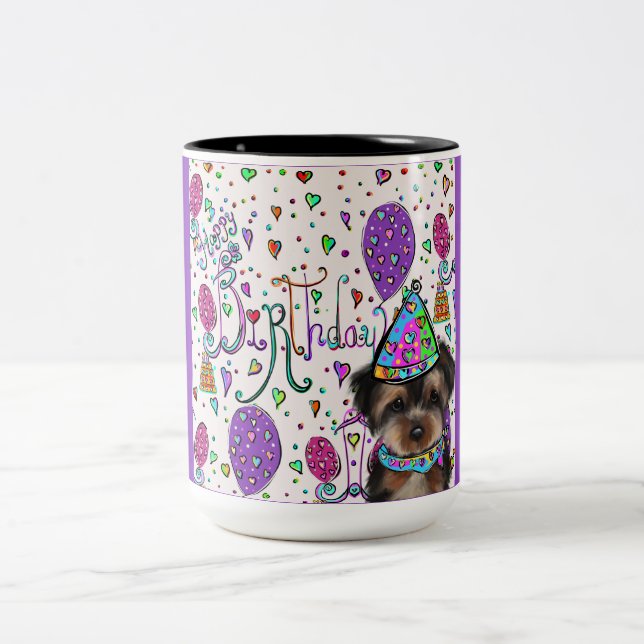 Caneca De Café Em Dois Tons Yorkie Poo (Centro)
