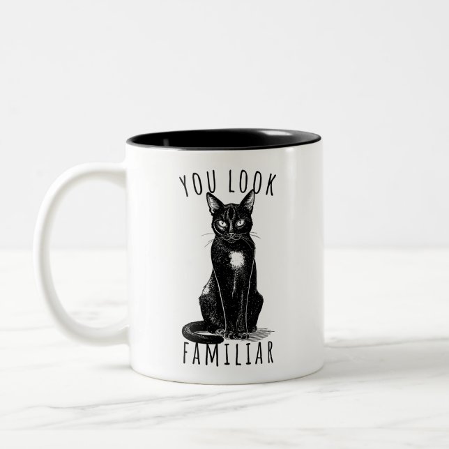 Caneca De Café Em Dois Tons You Look Familiar Black Cat Feeling Magical Witch (Esquerda)