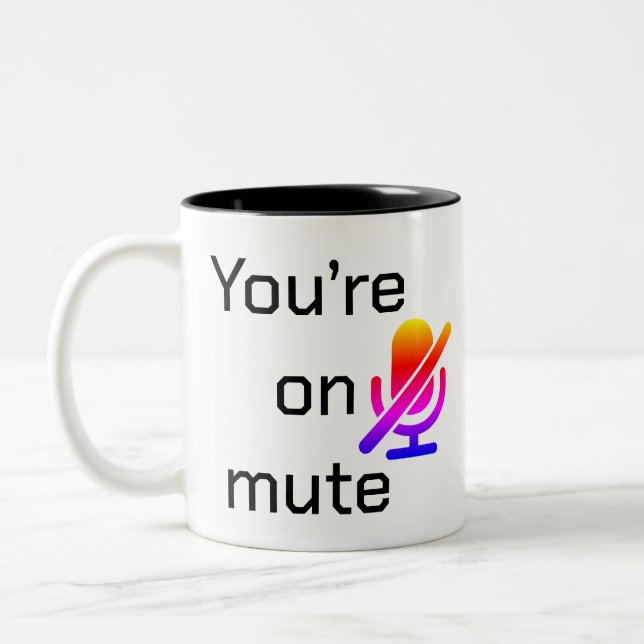 Caneca De Café Em Dois Tons You’re on mute” Sarcastic Introvert Mug (Esquerda)