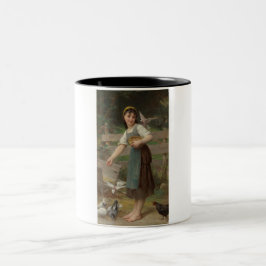 Caneca De Café Em Dois Tons Young Girl Feeding the Doves (por Émile Munier)