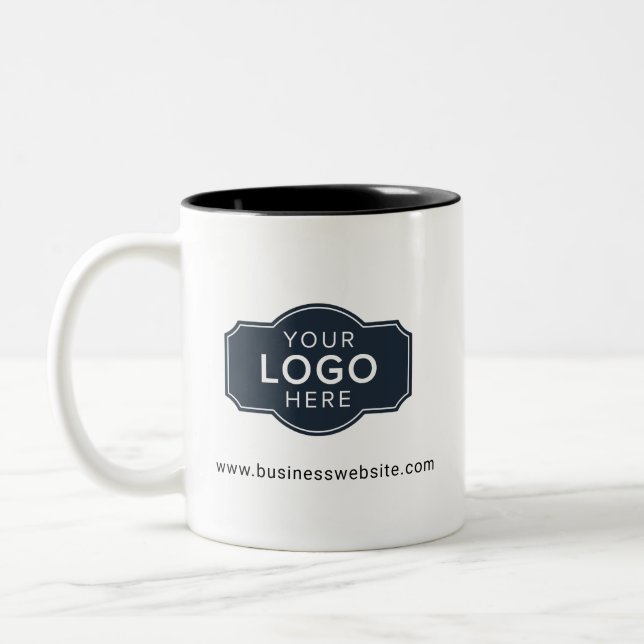 Caneca De Café Em Dois Tons Your Business Logo and Website Custom (Esquerda)