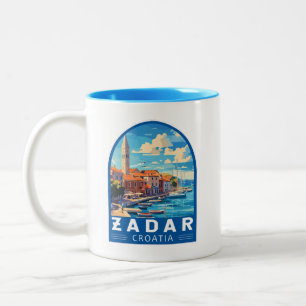 Caneca De Café Em Dois Tons Zadar Croácia Viagem Art Emblem