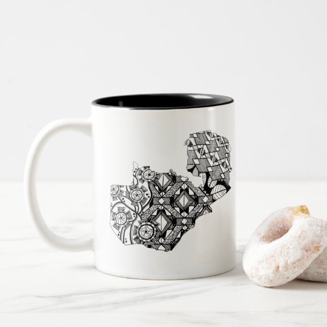 Caneca De Café Em Dois Tons Zâmbia (Com Donut)