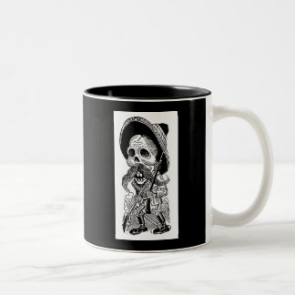 Caneca De Café Em Dois Tons Zapatista Calavera. c. 1900's adiantado. México