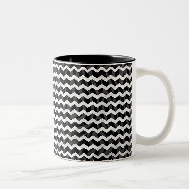 Caneca De Café Em Dois Tons Zebra Black e Cinza Chevron (Direita)
