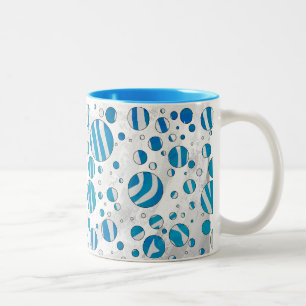 Caneca De Café Em Dois Tons Zebra Bolinhas branca e azul