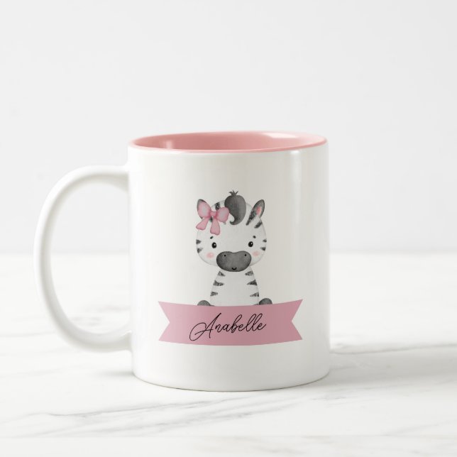 Caneca De Café Em Dois Tons zebra fofa personalizada (Esquerda)