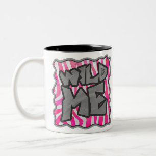 Caneca De Café Em Dois Tons Zebra Quente-Rosa e Branco