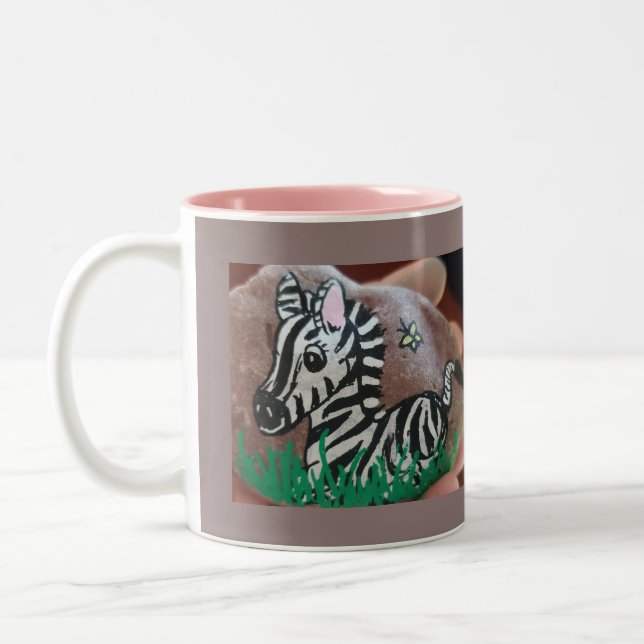 Caneca De Café Em Dois Tons Zebra Rock Pintado (Esquerda)