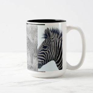 Caneca De Café Em Dois Tons Zebra Safari Fofo Listras Africanas Elegantes