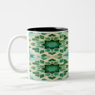 Caneca De Café Em Dois Tons Zellige Aquarelle Vert Turquoise