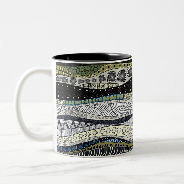 Caneca De Café Em Dois Tons Zen Waves Abstract Design Mug (Esquerda)