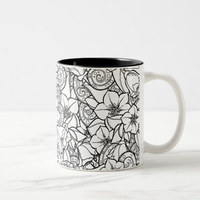 Caneca De Café Em Dois Tons Zendoodle florido (Direita)