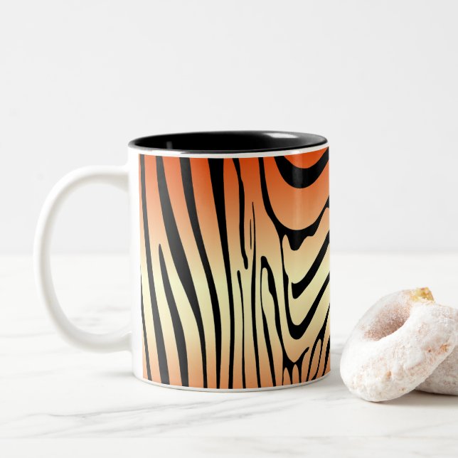 Caneca De Café Em Dois Tons Zesty Zebra Orange (Com Donut)