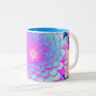 Caneca De Café Em Dois Tons Zinnia bonito Roxo e Rosa no Jardim de Verão