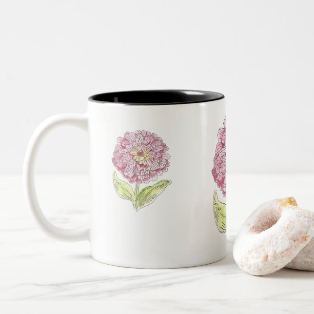 Caneca De Café Em Dois Tons Zinnia Burst (Com Donut)