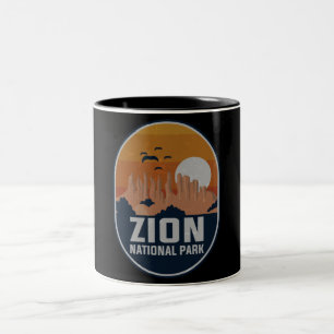 Caneca De Café Em Dois Tons Zion National Park Utah Vintage Retro Zion Canyon