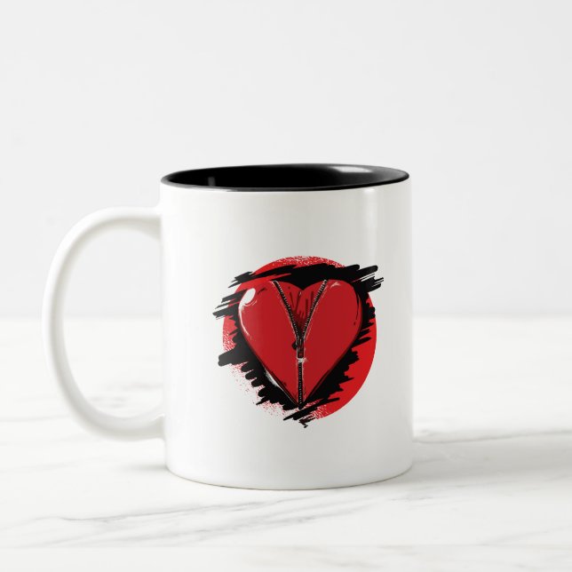 Caneca De Café Em Dois Tons Zipper Heart (Esquerda)