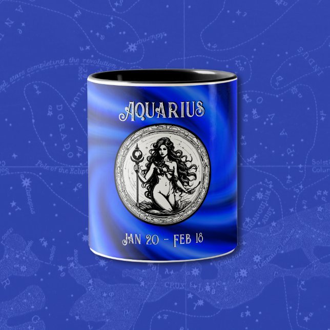 Caneca De Café Em Dois Tons Zodiac Blue Galaxy Aquarius Mug (Criador carregado)