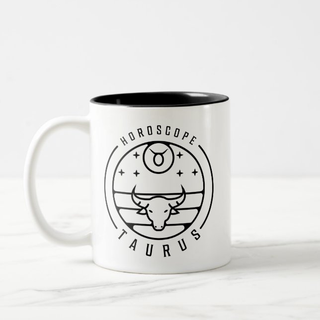 Caneca De Café Em Dois Tons Zodiac TAURUS Design (Esquerda)