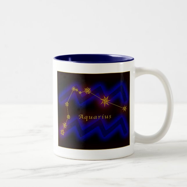 Caneca De Café Em Dois Tons Zodíaco - Aquário (Direita)