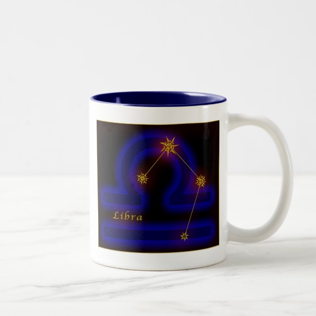 Caneca De Café Em Dois Tons Zodíaco - Libra (Direita)