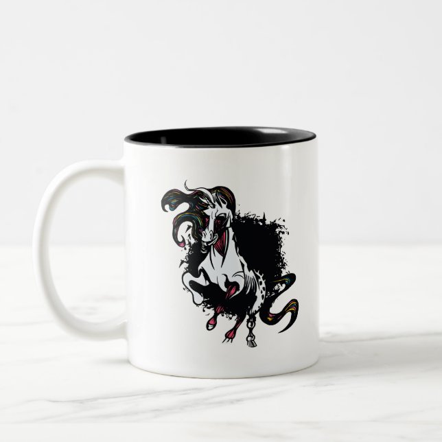 Caneca De Café Em Dois Tons Zombie Unicorn em pé (Esquerda)