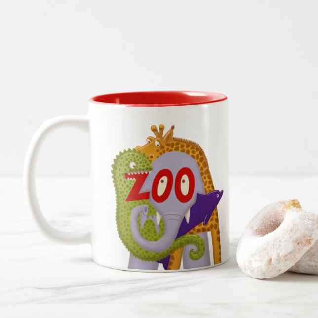 Caneca De Café Em Dois Tons Zoo! (Com Donut)