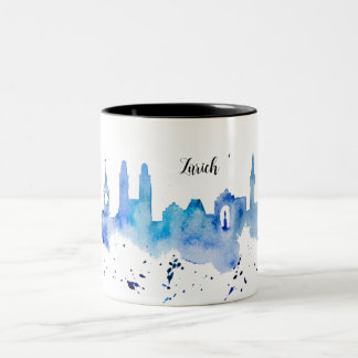 Caneca De Café Em Dois Tons Zurich Skyline blue Zweifarbige Tasse