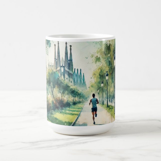 Caneca De Café Em execução na pintura de aquarela em Barcelona Es (Centro)