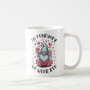 Caneca De Café Em Fevereiro Usamos Vermelho Conscientização sobre