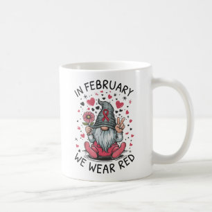Caneca De Café Em Fevereiro Usamos Vermelho Conscientização sobre
